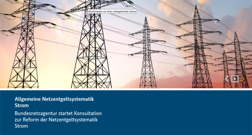 Startseite der Bundesnetzagentur zur Reform der Allgemeinen Netzentgeltsystematik Strom (AgNes)