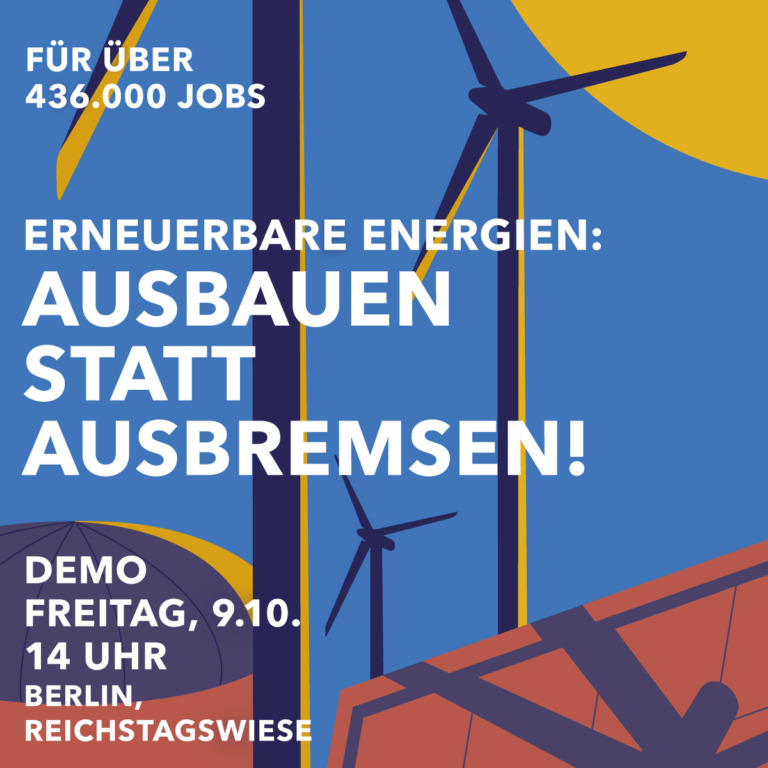 Demo Erneuerbare Energien – Ausbauen statt Ausbremsen, 9. Oktober 2026, Berlin